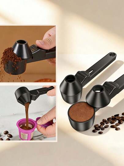 1pc Coffee Scoop & Funnel For Reusable Refillable Coffee Pods, Coffee Measuring Spoon Tablespoon Capacity, Scoop With Funnel For Ground Coffee, Protein Powder, Tea
