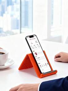 Orange Soft Silicone Foldable Phone Stand, Foldable And Compact For Easy Storage, Built-In Metal Strip For Durability, Suitable For Phones, Tablets, Laptops, Applicable For Work, Study, Entertainment And More Scenarios - Multicolor - View 5