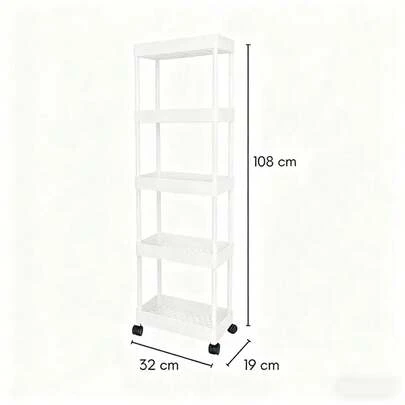 Estantería cuadrada para cocina, estantería para baño, estantería extraíble, estantería multifuncional, estantería extraíble de 5/6 niveles con ruedas