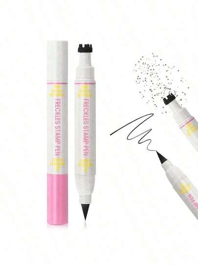 Dual Ended Freckle Stamp & Liquid Eyeliner Pen: 2 In 1 Quick Dry Faux Freckles, Natural Lifelike Face Makeup, Long Lasting Face Decoration, Sunkissed Makeup Fake Freckle Marker