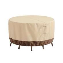 Patio Furniture Covers Round Outdoor Furniture Covers Waterproof Windproof 600D Oxford Outdoor Patio Table And Chair Cover Beigeandbrown 84"DIAx28"H - 米棕色 - 查看 9