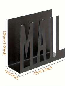 1 buah Organizer Surat Logam Hitam Modern - Desain Surat Berongga, Tempat Penyimpanan File & Amplop di Meja, Dekorasi Rumah atau Kantor - Hitam - View 10