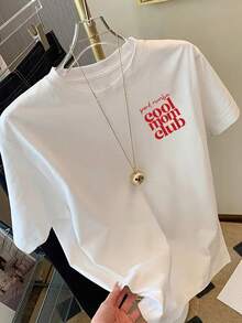 T-shirt vintage modello 2026 da donna "Cool Mom Club" - Top a maniche corte con scollo rotondo, stampa con slogan sul davanti e sul retro, realizzata in tessuto elasticizzato medio, adatta per un abbigliamento casual in primavera, estate e autunno, non è una t-shirt stile camicetta, ideale per outfit quotidiani (lavabile in lavatrice) T-shirt estive Top estivi - Bianco - Visualizzare 3