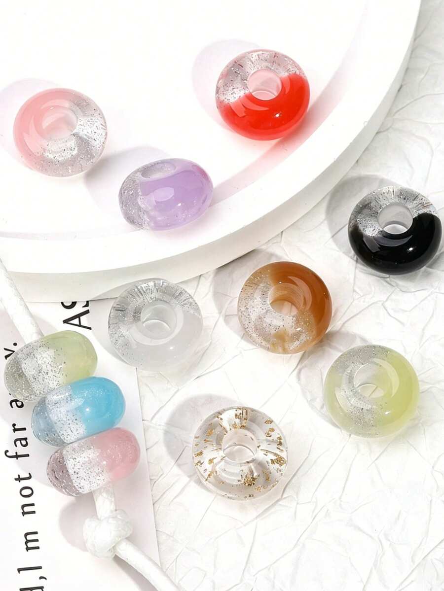 EECLYCJ 20/50颗14x8毫米树脂算盘珠,星空仿猫眼大孔欧式椭圆珠,适用于DIY手链、项链、发辫、钥匙扣、鞋带、泳装配饰 - 算盤珠 - 查看 1
