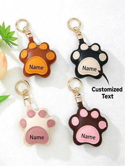 Personalized Cat Paw Keychain, Custom Engraved Name Leather Paw Charm, Cute Animal Paw Shaped Bag Pendant, PU Leather Keyring Accessory, Perfect Gift For Cat Lovers