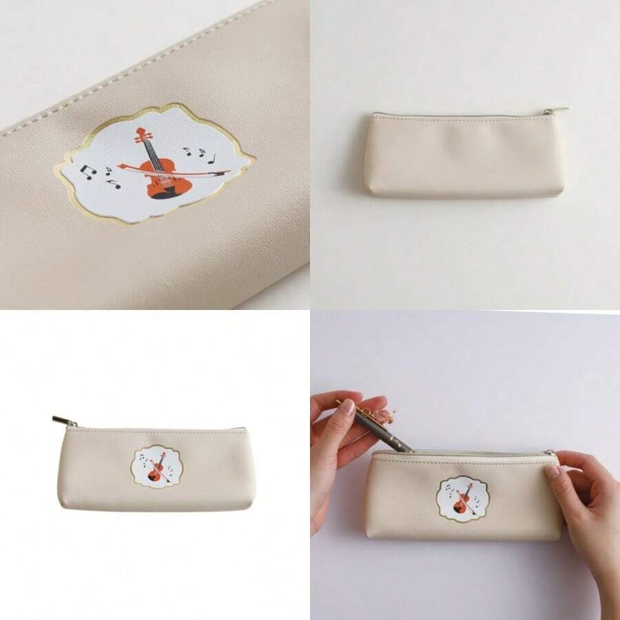 Overglad] Estuche para lápices conjunto musical estuche para bolígrafos y - Violín - Ver 1