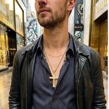 Dây chuyền mặt hình thánh giá bằng thép không gỉ mạ vàng 14K, đính đá toàn bộ, phong cách Hip Hop dành cho nam giới. - Nhiều màu - Xem 5