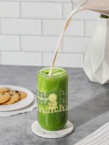 Matcha Wide Mouth Glass Straw Cup, Large Capacity Glass Water Cup For Home Use, Matcha Straw Cup, Elegant Straw Glass Drinkware - Multicolor - View 3