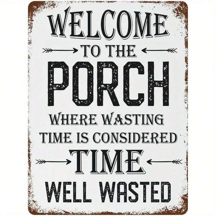 2D Flat Welcome To The Porch Where Wasting Time Is Considered Time Well Wasted Wooden Sign, 7.87" X 5.9" Rustic Funny Porch Wall Decor, Vintage Farmhouse Patio Wall Art Plaque For Home, Backyard, Outdoor Decoration - Multicolor - View 1