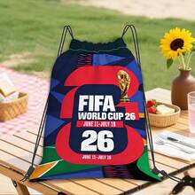 FIFA 抽绳背包，适合通勤、旅行、工作和外出，配有可调节抽绳。休闲背包。可作为派对礼物、生日礼物、母亲节礼物、父亲节礼物、新年礼物、感恩节礼物、复活节礼物。 - 彩色 - 查看 2
