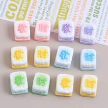 30 piezas de accesorios de artesanía de resina de pastel de mahjong rojo y colorido, materiales DIY para pasadores de cabello y llaveros hechos a mano - Multicolor - Ver 1