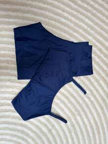 Two-Piece Set, Fitness Shorts And Top With Open Back And Opening For Padding. - dark blue - View 2