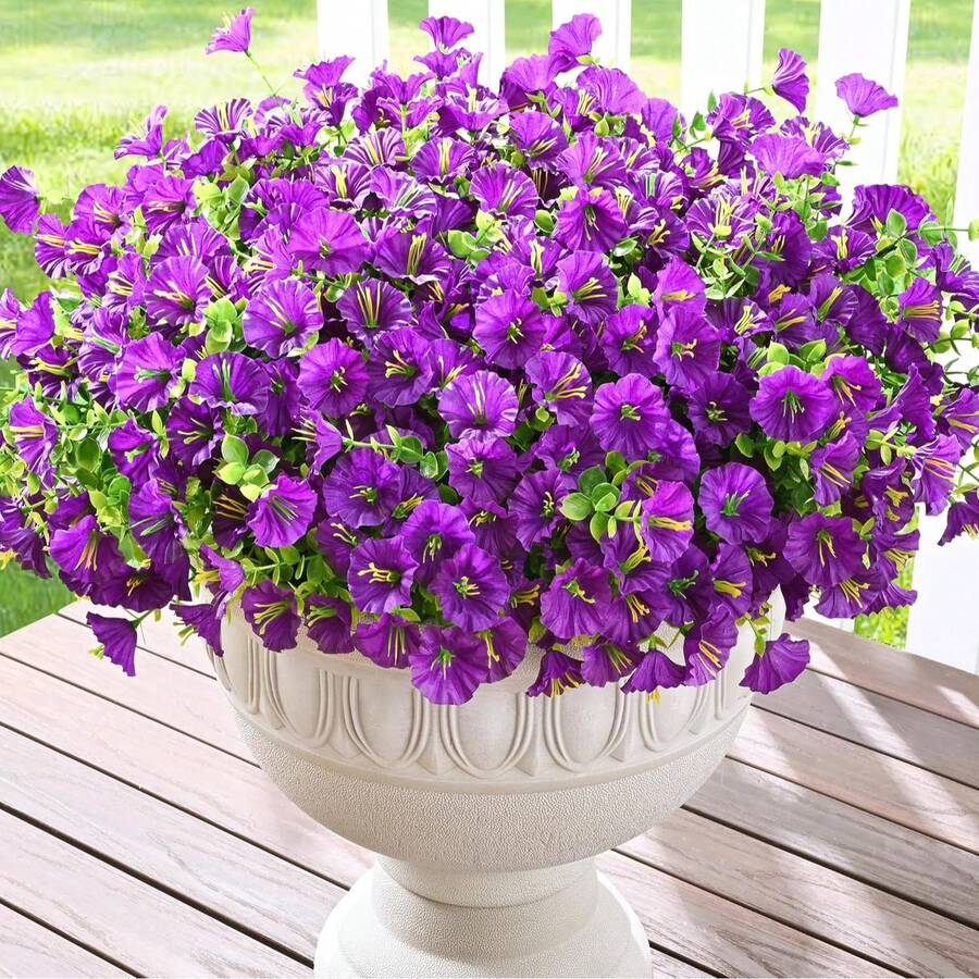 1 Piece Artificial Colorful Eucalyptus Plant, Suitable For Spring/Summer Outdoor Decor, Lifelike Silk-Like Material, UV-Resistant, Can Be Used For Outdoor Home, Porch, Patio, Window, Yard Decoration, Applicable For Home Garden, Porch, Outdoor Decor, Garden Decoration. - Purple - View 1