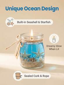 1pc Crystal Jelly Wax Ocean Theme Scented Candle, Handmade, Smokeless, Decorative Transparent Shaped Candle, Room Decor, Graduation Gift, Holiday Gift, Wedding Decor, Bathroom Fragrance, Souvenir Scented Candle - Multicolor - View 4