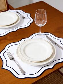 1/2/4pcs, Festive Asymmetric Fabric Placemat, Suitable For Wedding Party Table Decoration Placemat, Christmas, Easter, Valentine's Day, Thanksgiving Table Mat, Coffee Machine Mat, Non-Slip Heat Insulation Mat, Suitable For Wedding Parties, Holiday Celebrations, Picnic Camping, Birthday Banquet Table Decoration Placemat - Multicolor - View 12