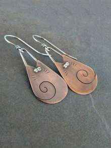 Vintage Electroplated Two Tone Women's Cute Cat Hook Hanging Earrings - 雙色 - 查看 4