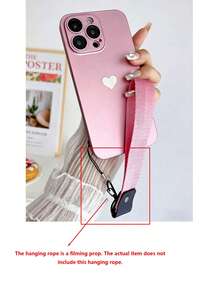 High-Quality Ultra-Thin 0.8-Millimeter PC Spray-Painted Leather Anti-Abrasion Oil-Based Fine Pores With Lens-Coated Electroplated Heart-Shaped Logo. New High-End Mobile Phone Case Series 17 (Without Quality Strap) - Pink - View 4