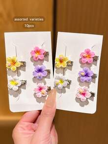 10pcs Colorful Cute Floral Hair Clips, Affordable Daily Hair Accessories - Multicolor - View 5