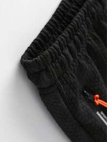 mulinsen Men's Plaid Sports Shorts, Elastic Drawstring Waist, With Zipper Pockets Casual Shorts - Black - View 6