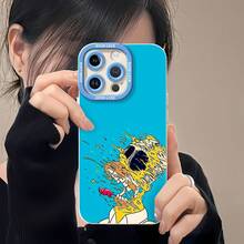 Cráneo de Homero derritiéndose de un brillante color amarillo azulado.funda de teléfono Fundas compatibles con ,Apple,VIVO,OPPO,,, y Honor.Fabricadas en silicona TPU,ofrecen protección contra golpes y caídas. - Blanco - Ver 6