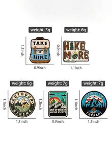 Outdoor Hiking Mountain Peak Brooch, Retro Enamel Pin, Camping Adventure Backpack Badge, Niche Personalized Unisex Couple Accessory, Literary Inspirational English Shape Pin, Versatile Decoration For Jacket, Shirt, Hat, Backpack, Metal Oil Drop Resistant, Outdoor Enthusiast Daily Commute Outfit Creative Gift, Multiple Styles - Multicolor - View 6