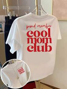 T-shirt vintage modello 2026 da donna "Cool Mom Club" - Top a maniche corte con scollo rotondo, stampa con slogan sul davanti e sul retro, realizzata in tessuto elasticizzato medio, adatta per un abbigliamento casual in primavera, estate e autunno, non è una t-shirt stile camicetta, ideale per outfit quotidiani (lavabile in lavatrice) T-shirt estive Top estivi - Bianco - Visualizzare 6