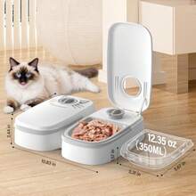 Comedero automático para gatos de 2 comidas dispensador refrigerado de comida húmeda para gatos de 48 horas con 2 paquetes de hielo para cachorros y gatitos en yogur y enlatados - Extra grande - Ver 4