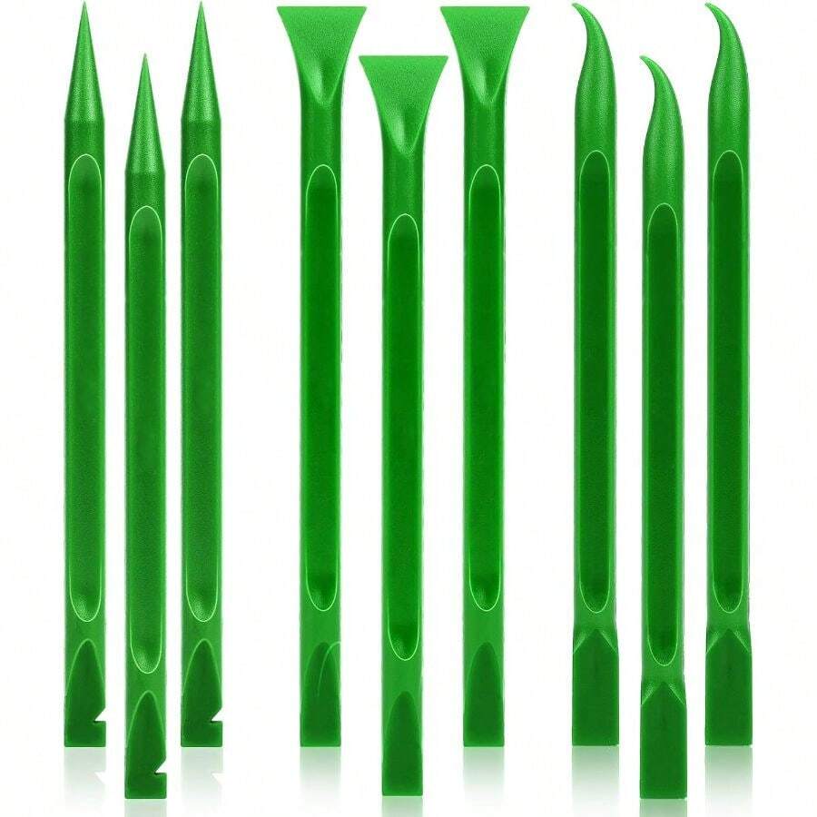 9 PCS Plastic Scraper Non-Scratch Sticker Remover Tools Car Crevice Cleaning Multi-Use Thumb Paint Scrappers Tight Spaces Crevices, Kitchen Removing Food, Stickers, Paint, Grease - Default - View 1
