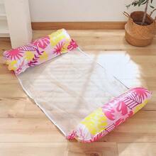 1pc Inflatable Double Tube Floating Bed, Portable And Foldable, With Middle Mesh, PVC Material, Tropical Leaf Pattern, Suitable For Summer Travel, Outdoor Swimming Party, Beach Vacation, Pattern Position Random, Air Pump Sold Separately - Multiple Styles - View 1