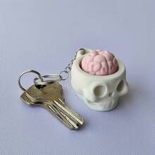 2-In-1 Skull Design Keychain With Pressable Brain Stress Relief Toy, Unique Dark Style Accessory - Multicolor - View 8
