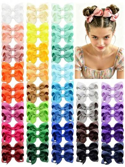 4/20/40个随机颜色可爱蝴蝶结发夹，缎带蝴蝶结发夹，适合女孩和青少年日常佩戴，圣诞礼物，假期礼物，返校装饰，生日礼物（女孩），新年装饰