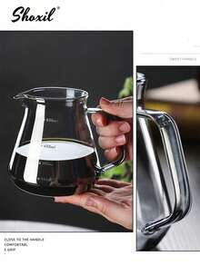 shoxil 1pc Glass Coffee Pot/Moka Pot With Precise Measurement Scale, Without Lid - Lidless Transparent Square Handle Sharing Pot - View 2