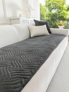 1pc Solid Color Ultrasonic Sofa Cover, 3D Striped Design Jacquard Quilted Sofa Pad, Warm & Soft, Pet-Friendly, Dirt & Scratch Resistant, Suitable For All Seasons, Applicable For 1/2/3/4 Seater Sofa - Grey - View 8