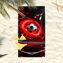 1条酷炫足球主题沙滩巾，超柔软超细纤维特大号沙滩毯，超强吸水浴巾，适合旅行、游泳池、潜水、冲浪、瑜伽、露营等场合，多种尺寸可选，沙滩、泳池、旅行、露营、瑜伽必备用品 - 足球 - 查看 7
