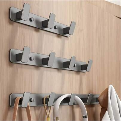 Perchero de pared con ganchos - Perchero negro con ganchos para colgar sombreros, llaves, bolsos, toallas, perchero de pared.