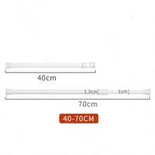 1pc Adjustable Spring Tension Curtain Rod, Suitable For Windows, Bathrooms, Cabinets And Kitchens - White - View 8