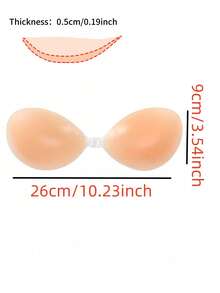 1片可重复使用的硅胶乳贴，女士夏季隐形胸贴，无肩带硅胶文胸，防水提胸胶带，超强粘性硅胶隐形文胸，新娘文胸，粘性胸垫，适合大胸女性，小胸女性，适合搭配连衣裙、吊带背心 - 無色 - 查看 8