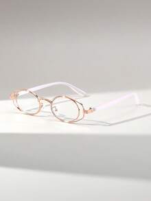 1 Pair Women's Cat Eye Metal Frame Personalized Street Style High Quality Fashion Glasses - Clear - View 3