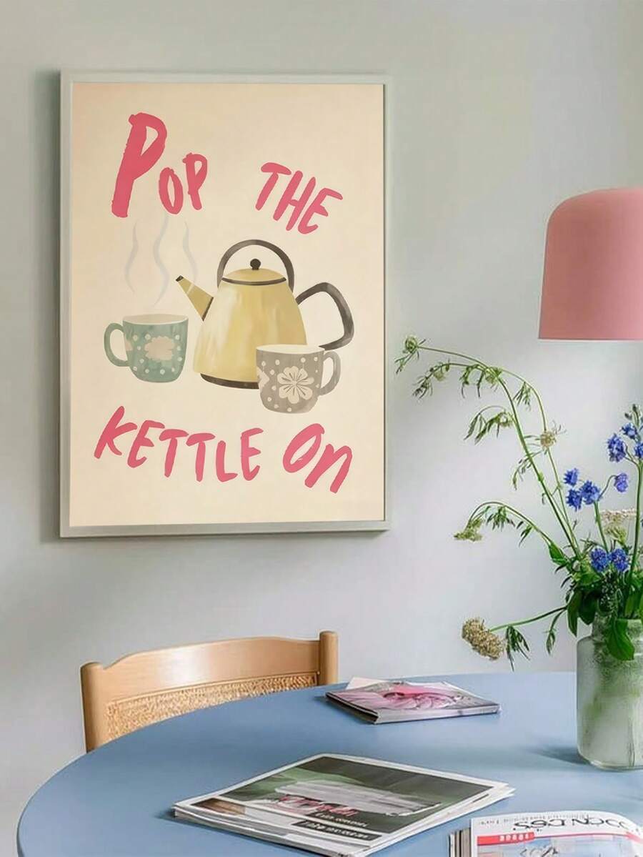 1 pièce Affiche vintage, Affiche de bouilloire, Affiche de thé, Affiche de café, Affiche décorative pour cuisine, Art mural pour amateurs de thé, Affiche de café, Convient pour la décoration de cuisine, Cadeau de pendaison de crémaillère, Cadre non inclus - Multicolore - Voir 1