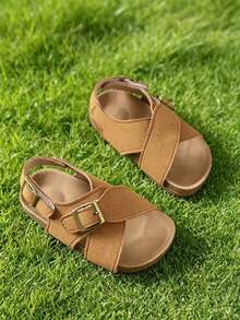 1 Pair Children's Sandals With PU Upper, Non-Slip Thick Sole, Closure, 2026 Latest Casual Fashion Sandals, Breathable, Soft Lining To Protect Baby's Skin, Suitable For Hiking, Walking, Home, Beach Play, Best Gift For Kids - Brown - View 12