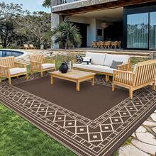 Outdoor Mat Reversible Plastic Straw Camping Mat For Patio, Deck & RV - Blackbrown Lightweight Durable Mat - 60x90cm - View 5