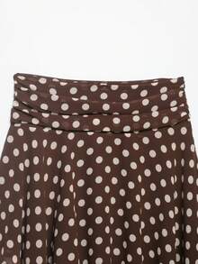 Falda asimétrica con estampado de lunares de moda para mujer DEEKA, estilo europeo y americano - Marrón - Ver 3