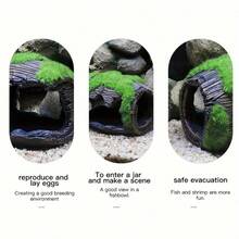 Fish Tank Decor Small Fish Hiding Cave Aquarium Ornament Cichlid Shrimp Shelter Hollow Artificial Wine Barrel - A - View 4