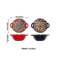 Bộ 2 bát súp gốm sứ kiểu Bohemia hai quai, bát súp lớn sáng tạo dùng trong gia đình, bát mì ramen, bát salad trái cây chất lượng cao. - sự kết hợp - Xem 4