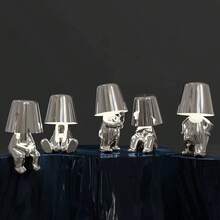 思考者台灯摆件,卧室触摸感应氛围灯,USB充电LED夜灯,意大利ins风格装饰灯,带1根数据线 - USB充電款 - 查看 9