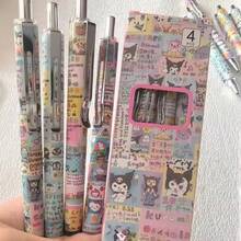Bộ 4 bút bi Sanrio Kuromi màu trung tính, ngòi 0.55mm, mực đen, khô nhanh, thích hợp cho trường học, văn phòng phẩm, đồ dùng học tập, quà tặng tiệc tùng và quà tặng lễ hội dành cho người hâm mộ. - Nhiều màu - Xem 5