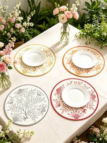 1/4/6pcs Spring & Summer Daisy, PVC Gold Foil Coasters & Cup Mats, Suitable For Home Dining Table Decor, Tea Cup Heat Insulation Pads, Protect Tabletop, Home Kitchen Tea House Coasters, Minimalist Style Coasters, Wedding Party Coasters - Multicolor - View 1