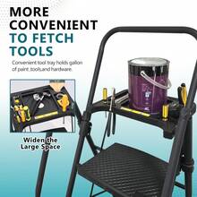 5-Step Stepladder, Folding Stepladder With Tool Tray And Wide Non-Slip Pedals, Sturdy Steel Ladder, Convenient Handrails, Lightweight Portable Steel Stepladder - A - View 7