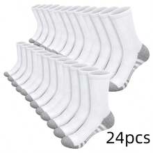 60/50 Pairs Men's Comfortable Round Neck Tennis Socks, Suitable For Outdoor Leisure Wear, All-Season White Antibacterial Odor-Resistant Sweat-Absorbent Thick Sports Socks. Couples' Comfortable Daily Socks For Autumn, Winter, Spring And Summer, Mesh Design, Drainage Hole Design, Moisture-Wicking Breathable - Multicolor - View 44
