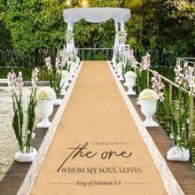 Tondiamo - Camino ancho de arpillera natural para boda con encaje estampado negro corredor de pasillo de yute rústico de arpillera para ceremonia de boda corredores de boda al aire última - Rectangular de 34 x 26 - Ver 5